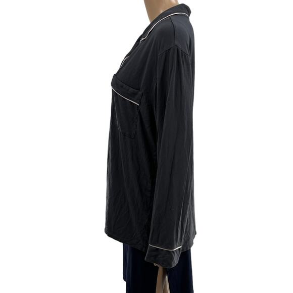 Eberjey Graphite Gray Gisele Piped Long Sleeve Pajama Top - Picture 7 of 10